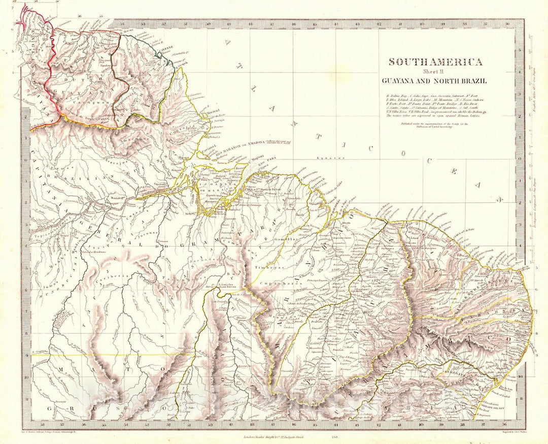 Historic Map : 1846 South America Sheet II, Guayana and North Brazil : Vintage Wall Art