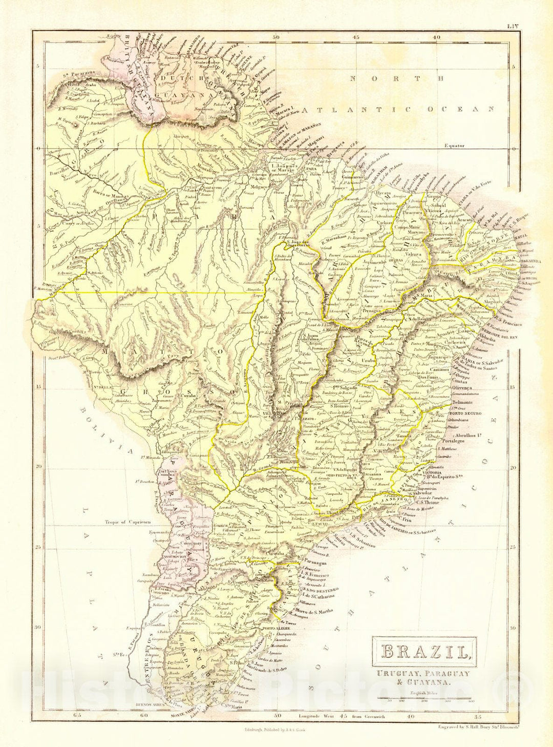 Historic Map : 1854 Brazil : Vintage Wall Art