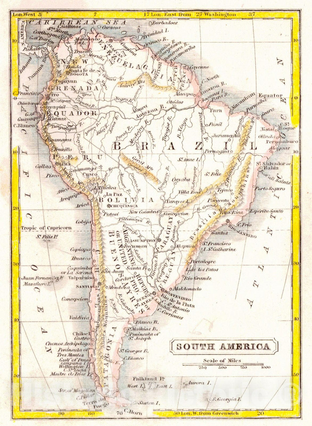 Historic Map : 1860 South America : Vintage Wall Art