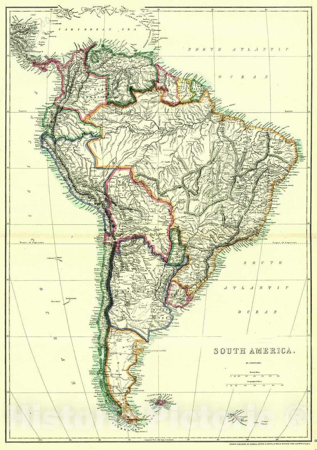 Historic Map : 1862 South America : Vintage Wall Art