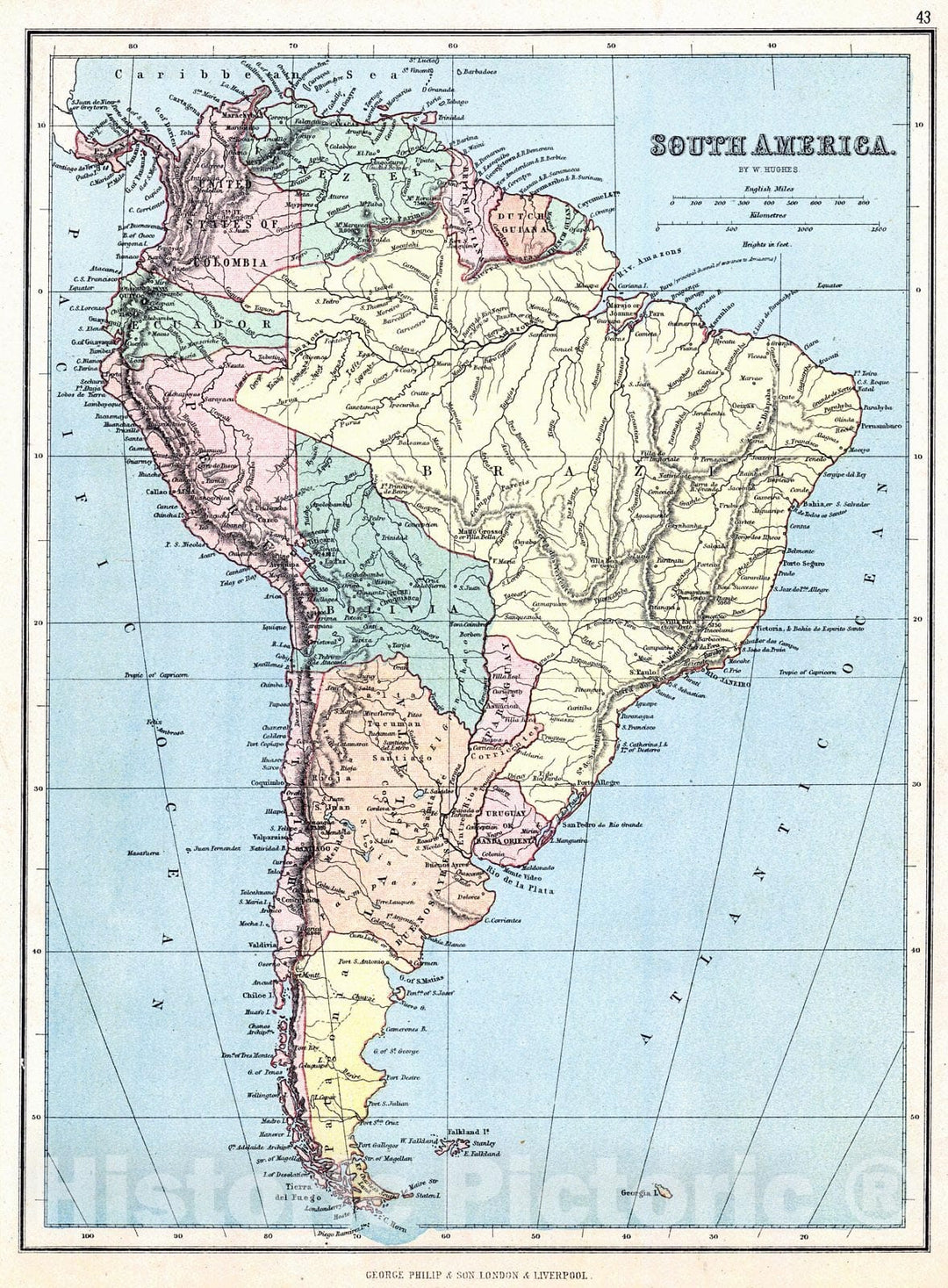 Historic Map : 1880 South America : Vintage Wall Art