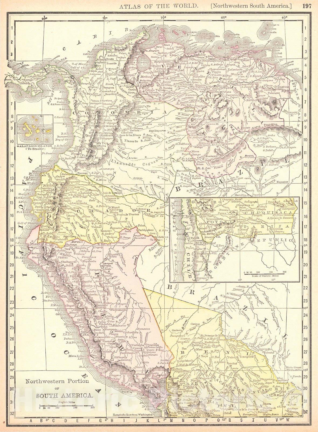 Historic Map : 1893 Northwestern Portion pf South America  : Vintage Wall Art