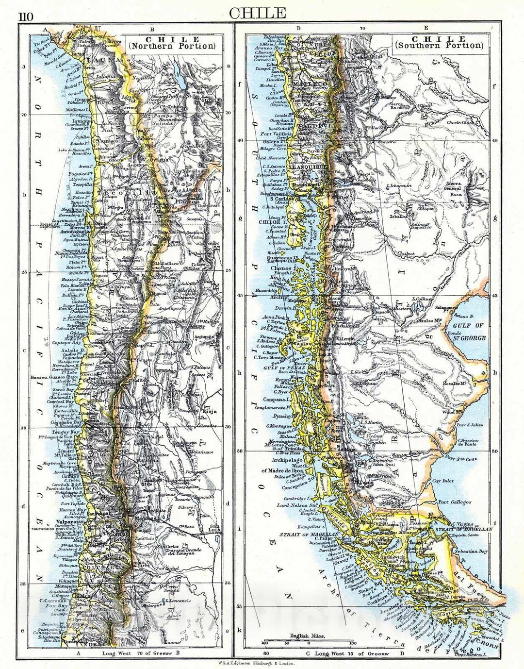 Historic Map : 1897 Chile : Vintage Wall Art