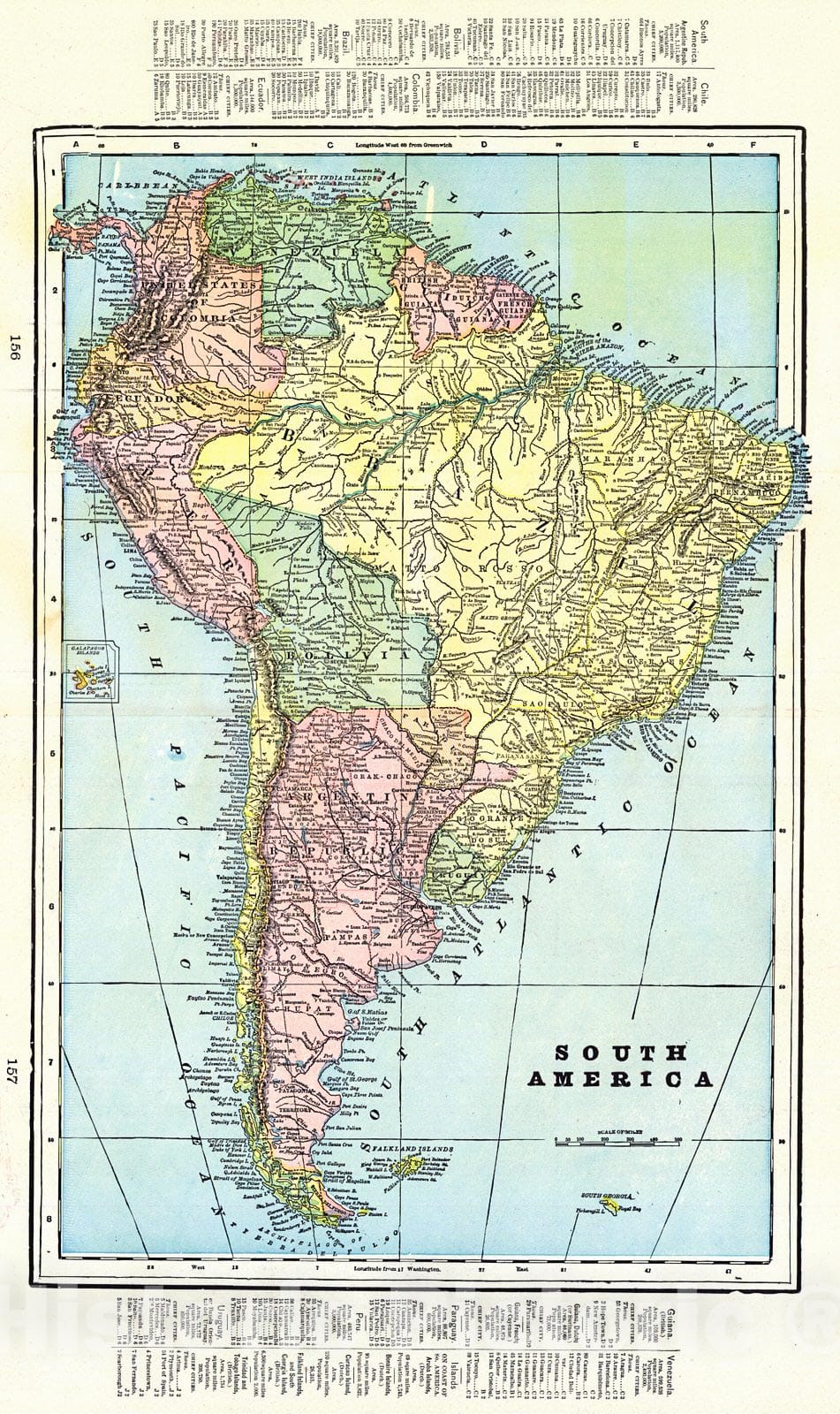 Historic Map : 1898 South America : Vintage Wall Art