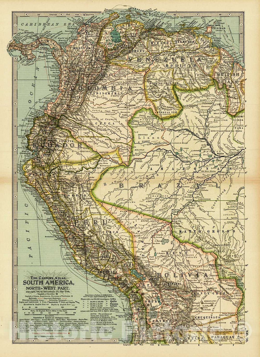 Historic Map : 1899 South America- Northwest Part : Vintage Wall Art