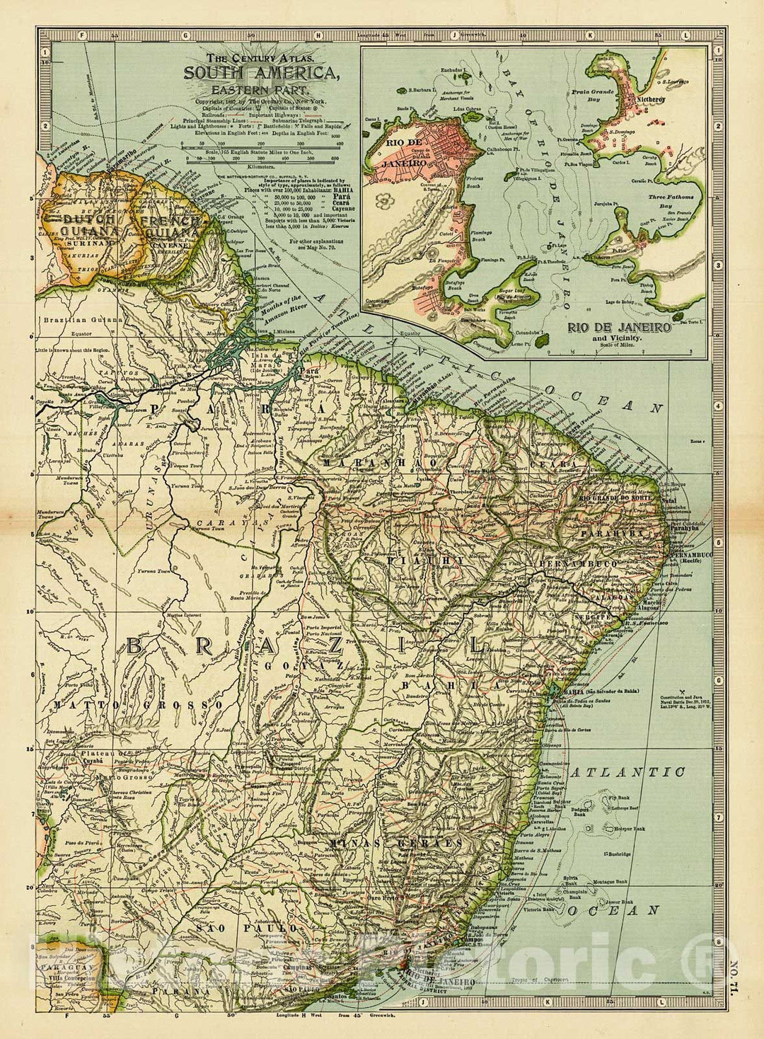 Historic Map : 1899 South America- Eastern Part : Vintage Wall Art