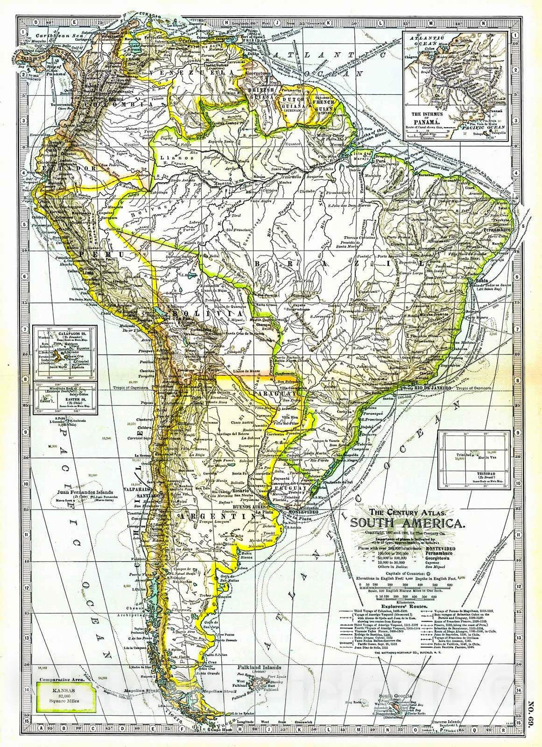 Historic Map : 1902 South America : Vintage Wall Art