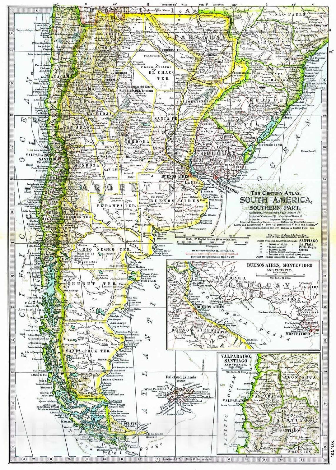 Historic Map : 1902 South America - Southern Part : Vintage Wall Art