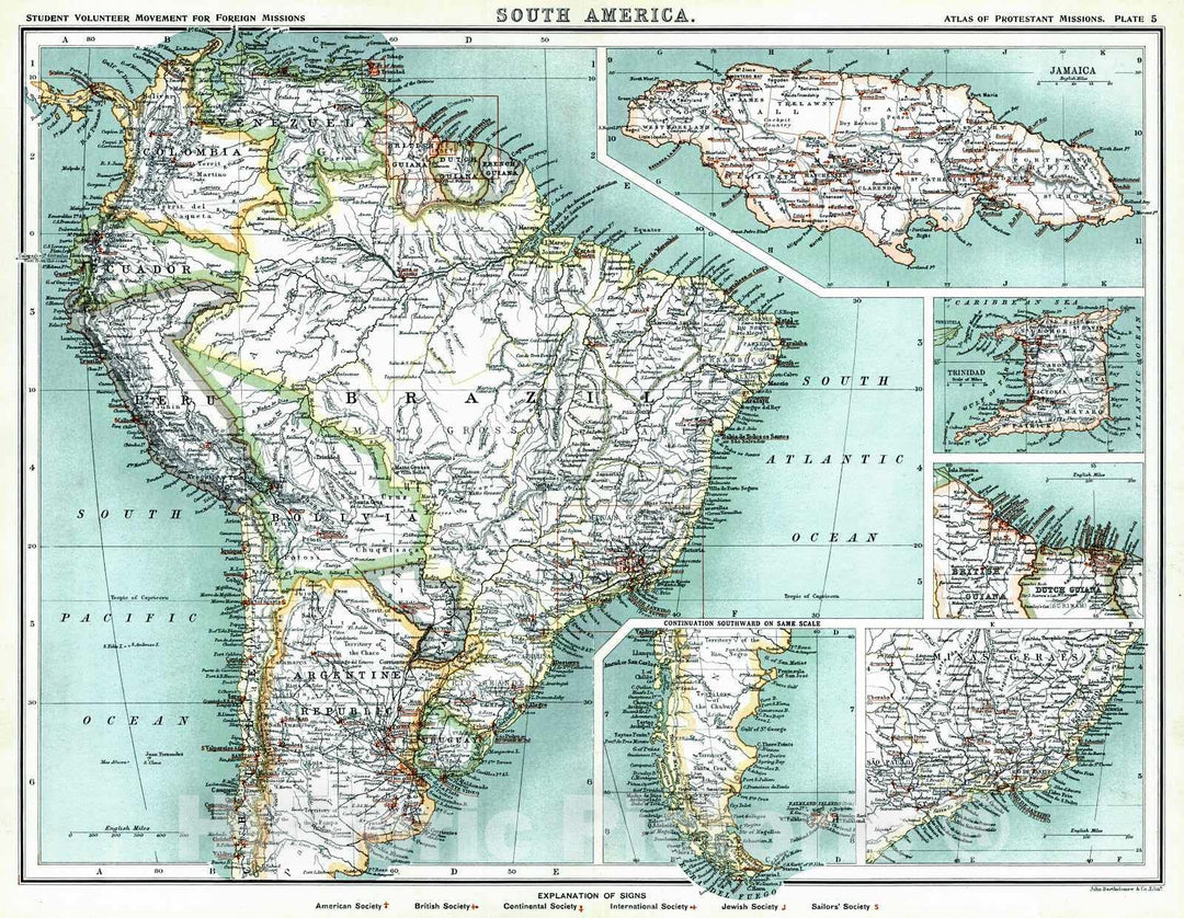 Historic Map : 1906 South America : Vintage Wall Art