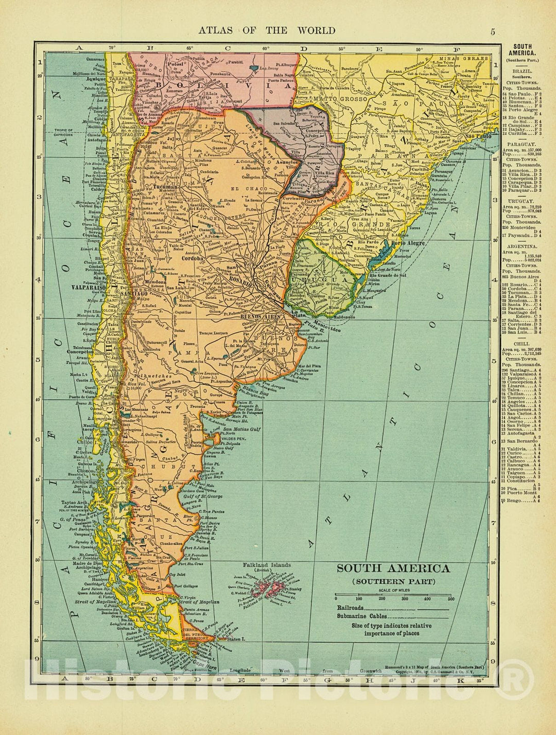 Historic Map : 1906 South America (Southern Part) : Vintage Wall Art