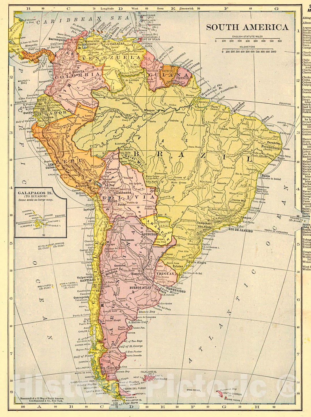 Historic Map : 1911 South America : Vintage Wall Art