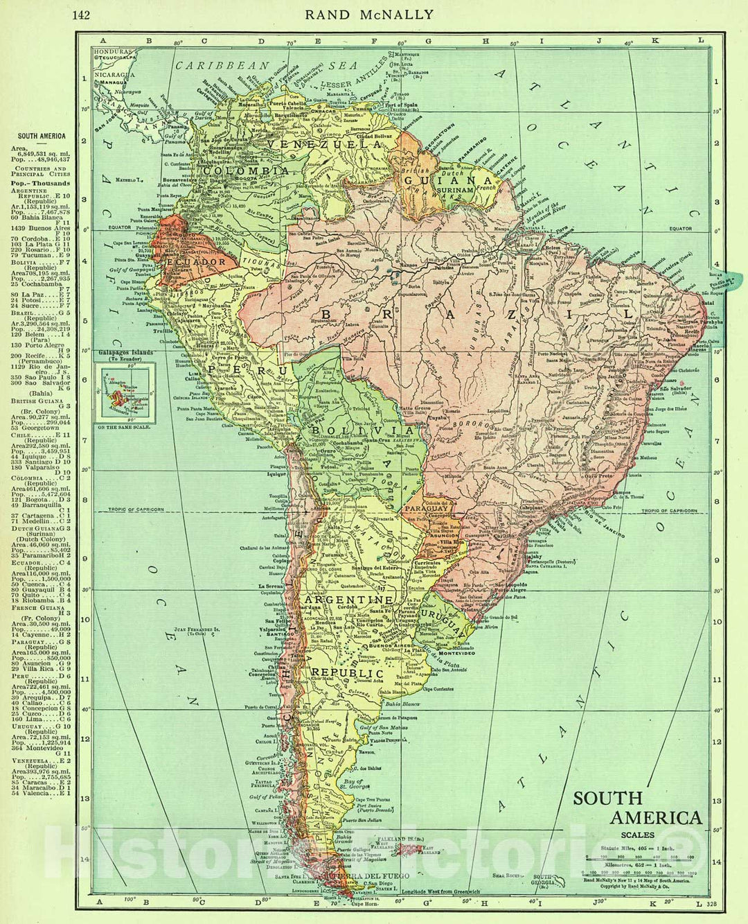 Historic Map : 1916 South America : Vintage Wall Art