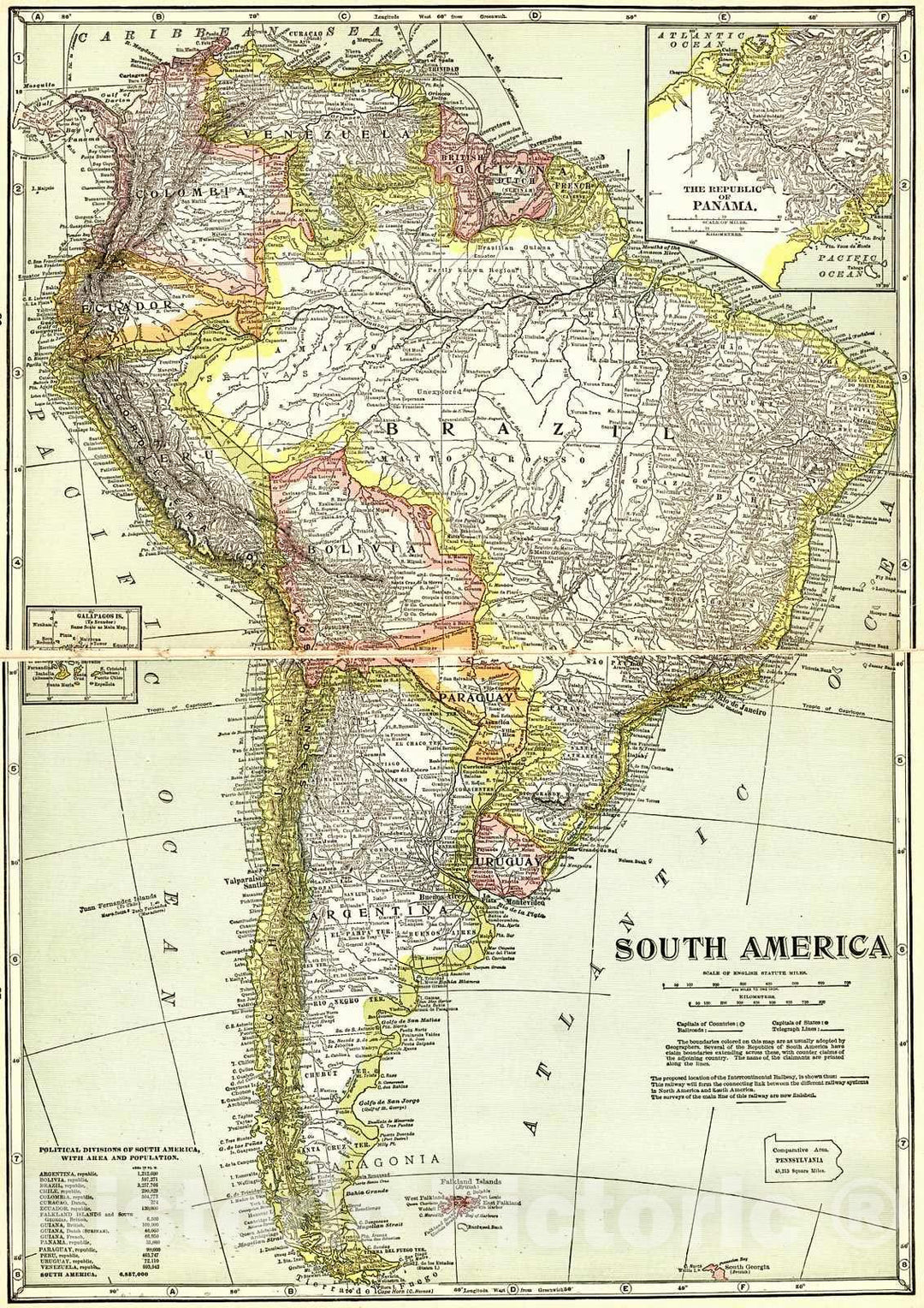 Historic Map : 1922 South America : Vintage Wall Art