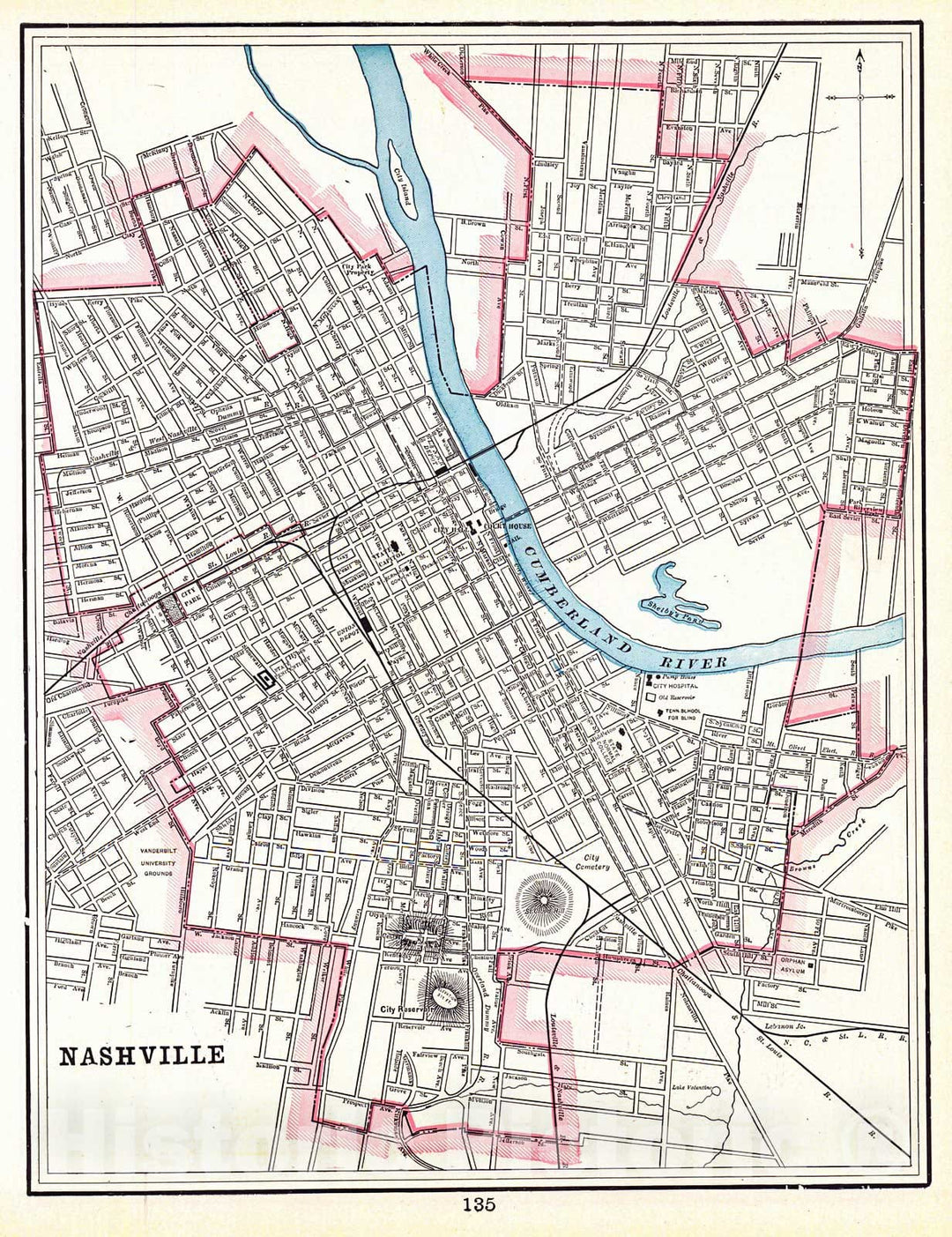 Historic Map : 1898 Nashville : Vintage Wall Art