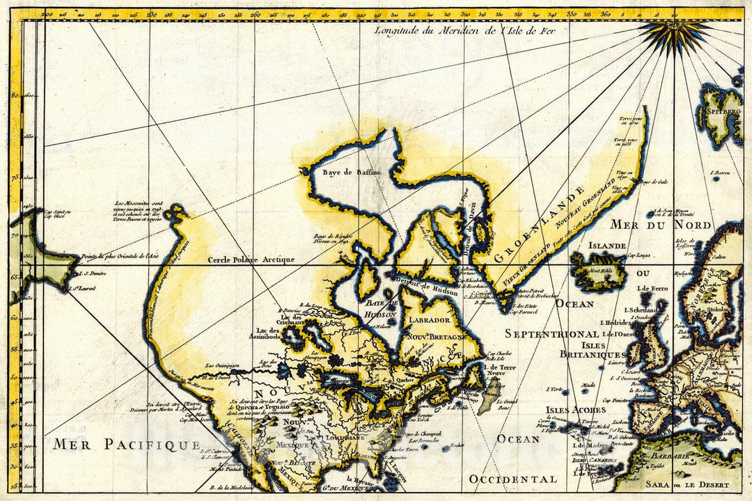 Historic Map : 1754 [North America] : Vintage Wall Art