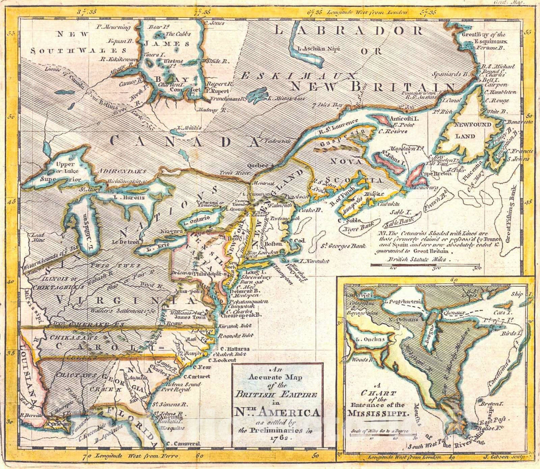 Historic Map : 1762 An Accurate Map of the British Empire in North America : Vintage Wall Art