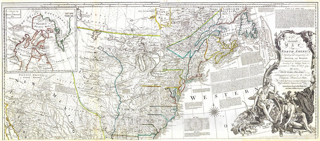 Historic Map : 1775 An Accurate Map of North America : Vintage Wall Art