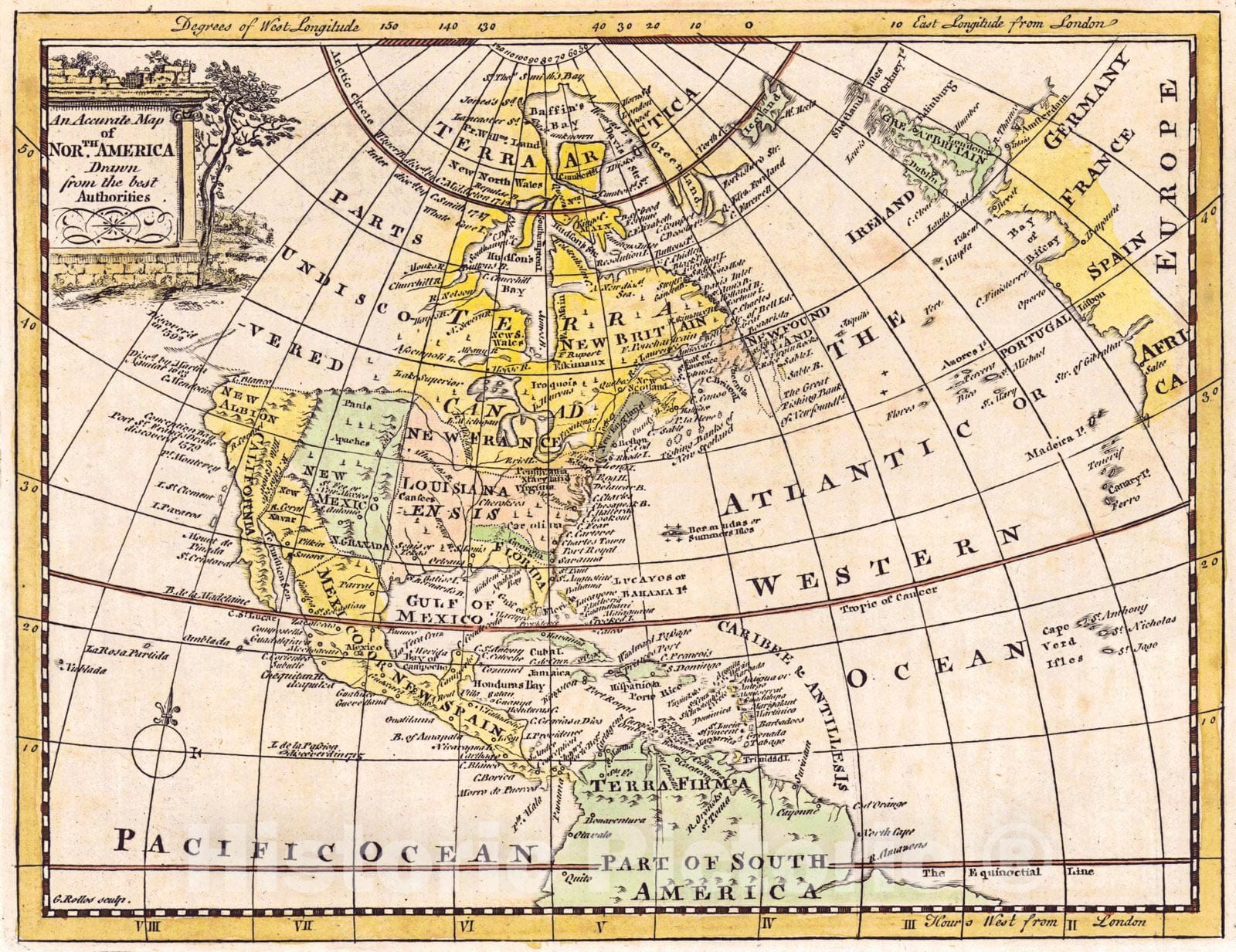 Historic Map : 1779 An Accurate Map of North America : Vintage Wall Art