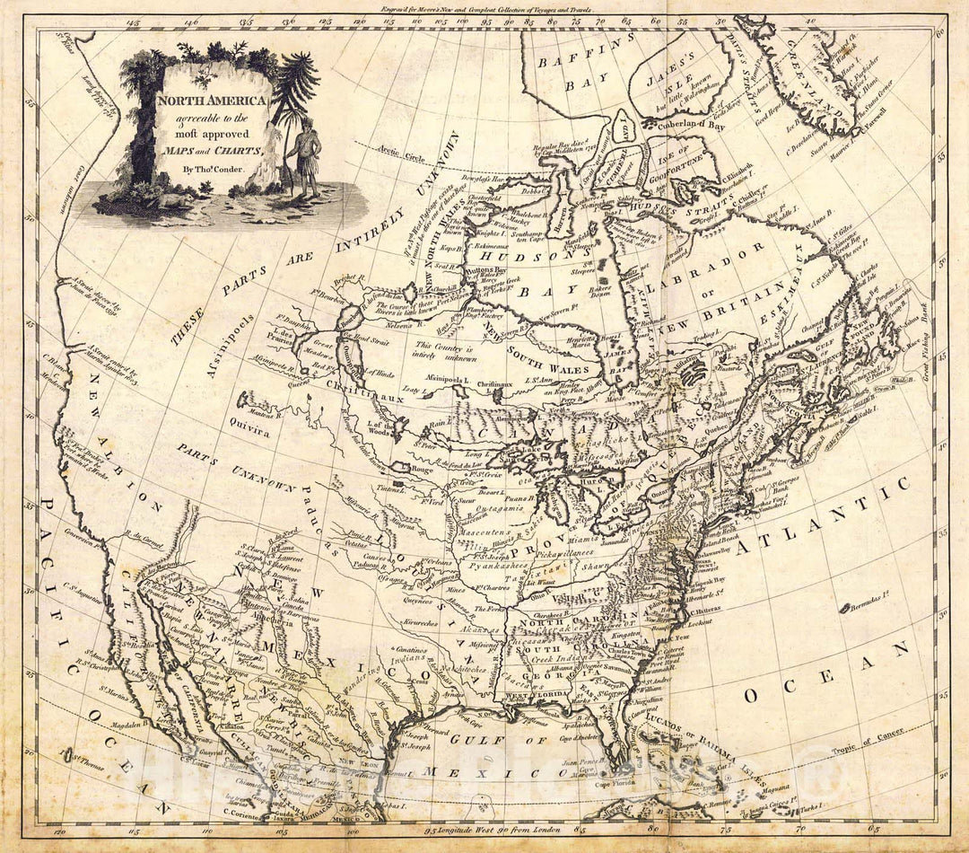 Historic Map : 1780 North America agreeable to the most approved maps and charts : Vintage Wall Art