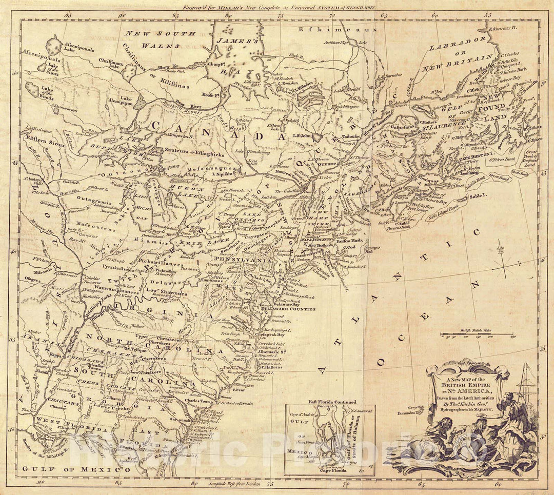 Historic Map : 1782 A New Map of the British Empire in North America : Vintage Wall Art