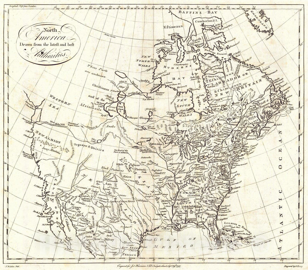 Historic Map : 1787 North America : Vintage Wall Art