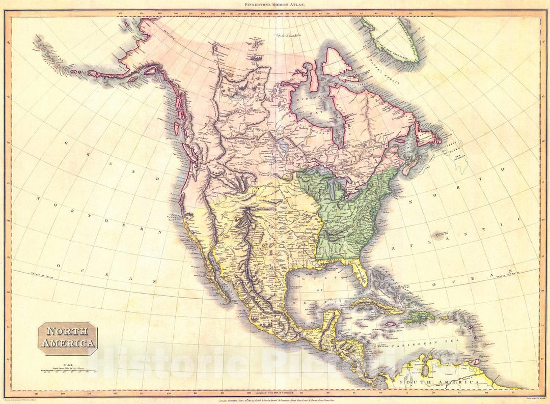 Historic Map : 1812 North America : Vintage Wall Art