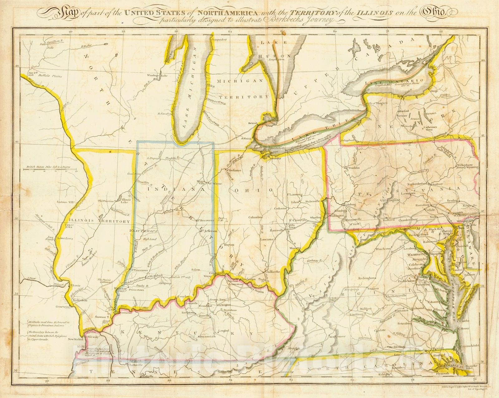 Historic Map : 1818 Map of Part of the United Stated of North America with the Territory of Illinois on the Ohio : Vintage Wall Art