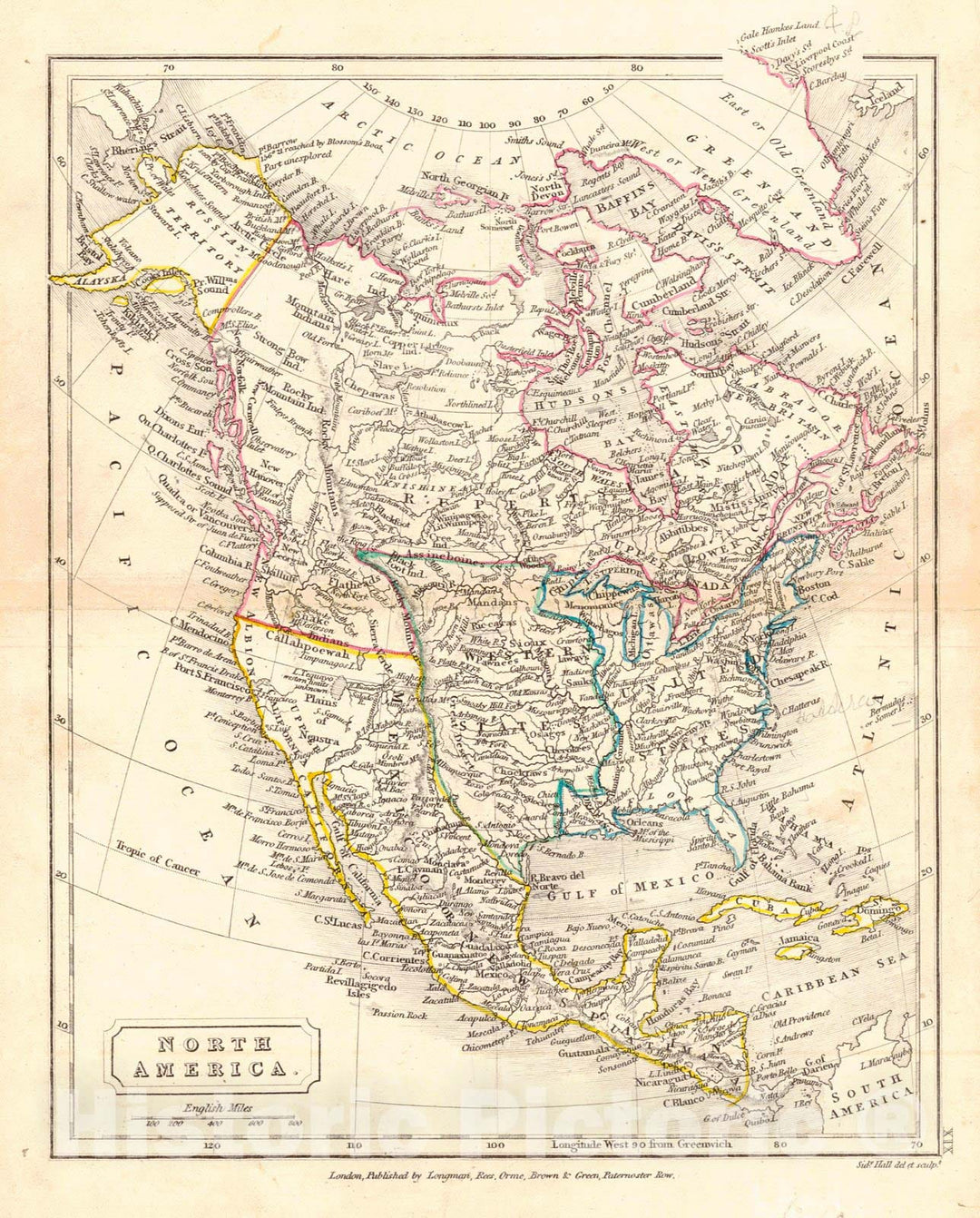 Historic Map : 1820 North America : Vintage Wall Art