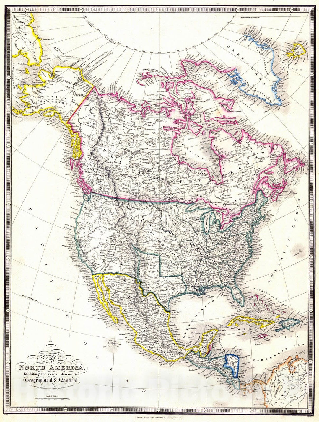 Historic Map : 1852 Map of North America : Vintage Wall Art