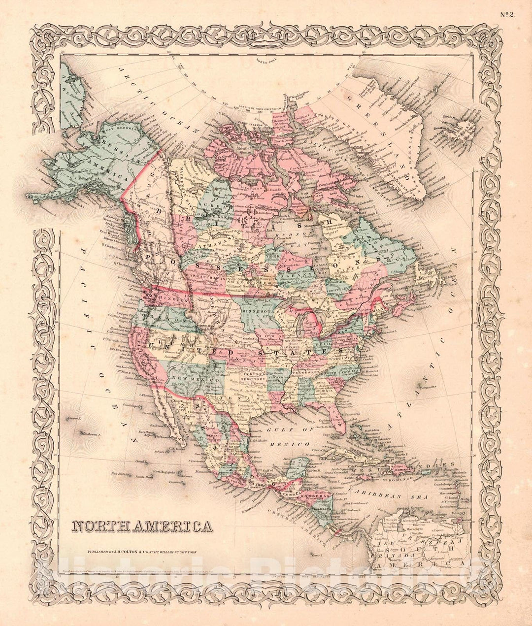 Historic Map : 1856 North America : Vintage Wall Art