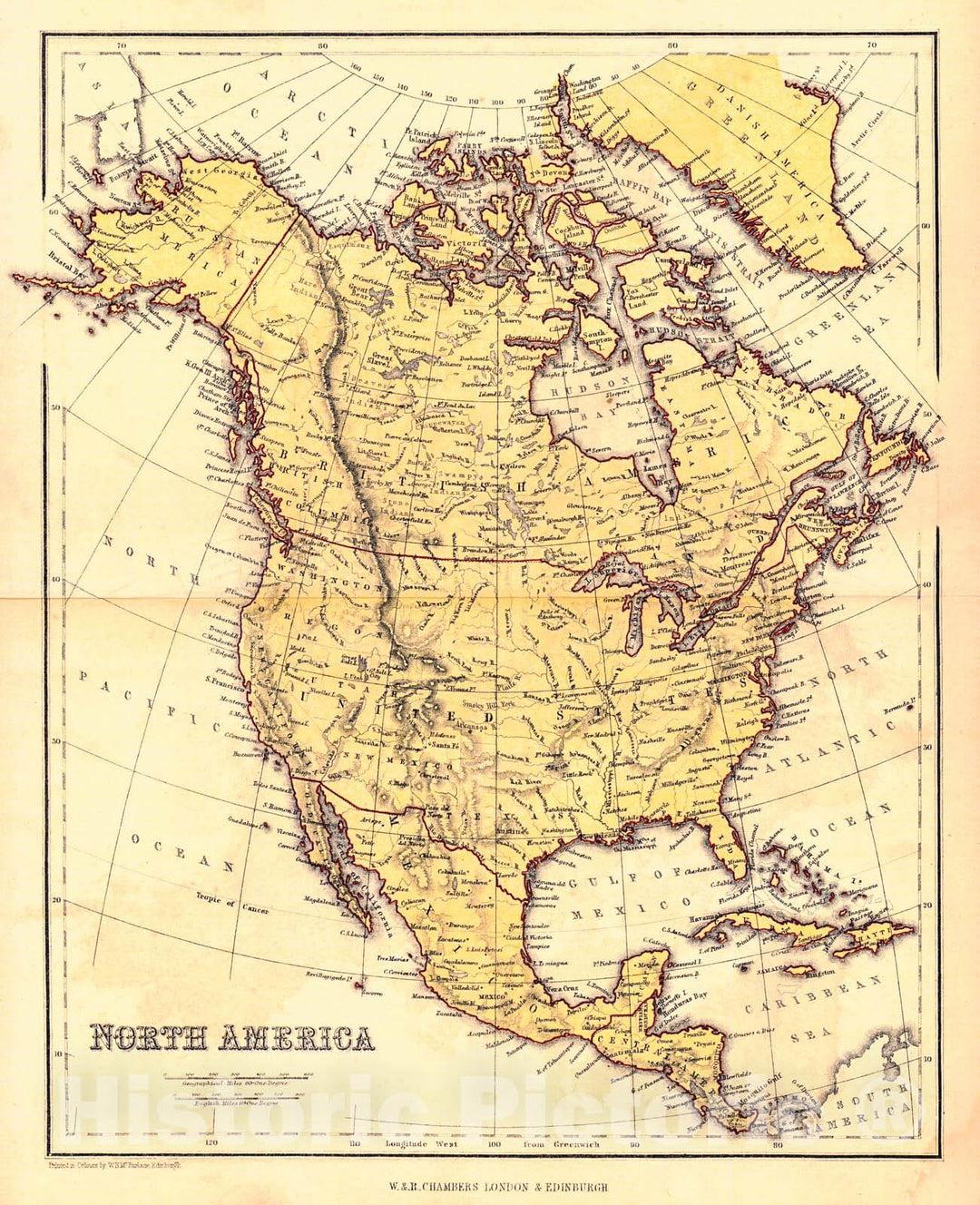 Historic Map : [c. 1860] North America : Vintage Wall Art