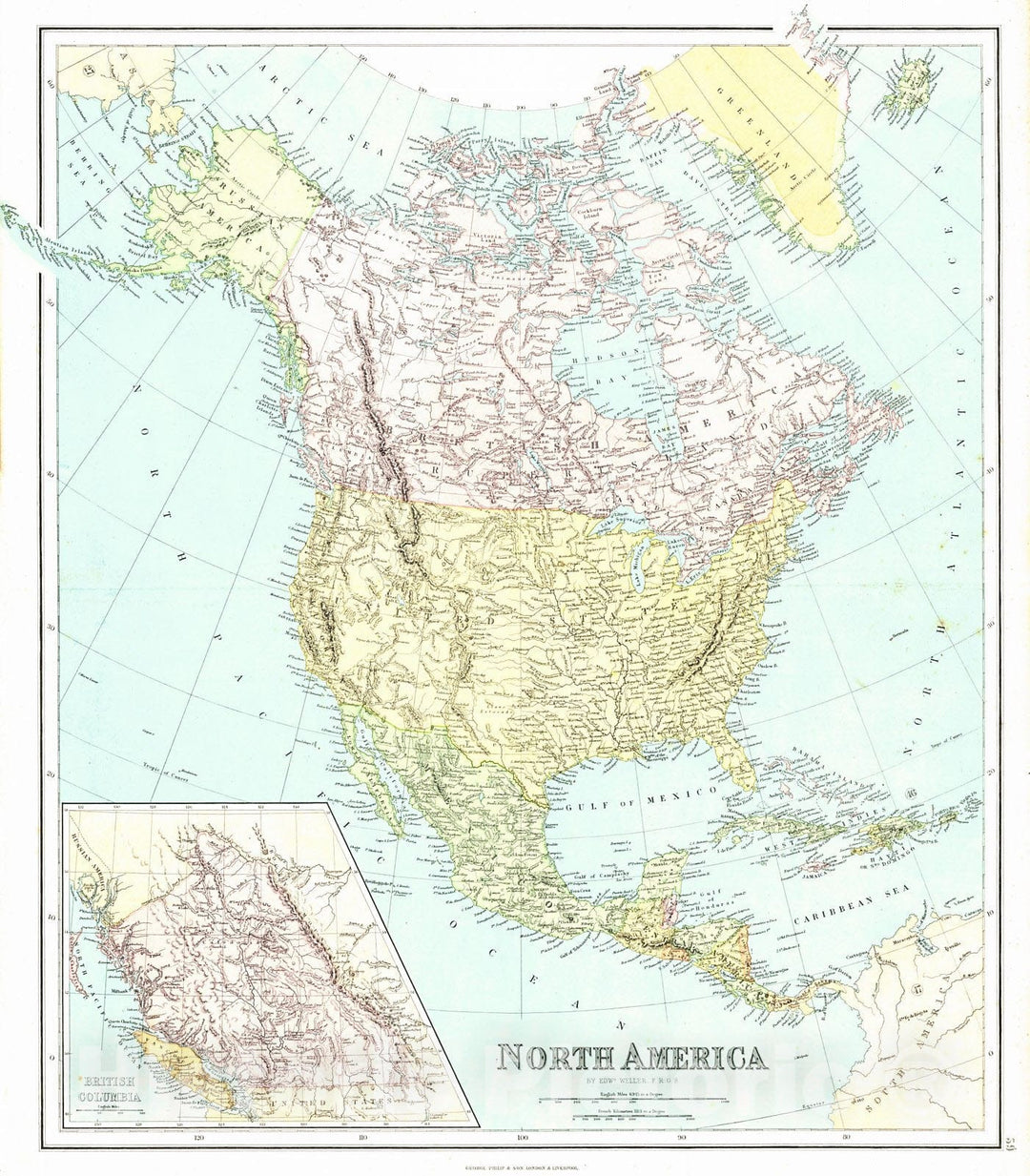 Historic Map : 1864 North America : Vintage Wall Art