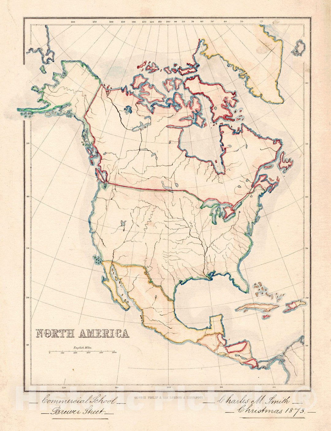 Historic Map : 1873 North America : Vintage Wall Art