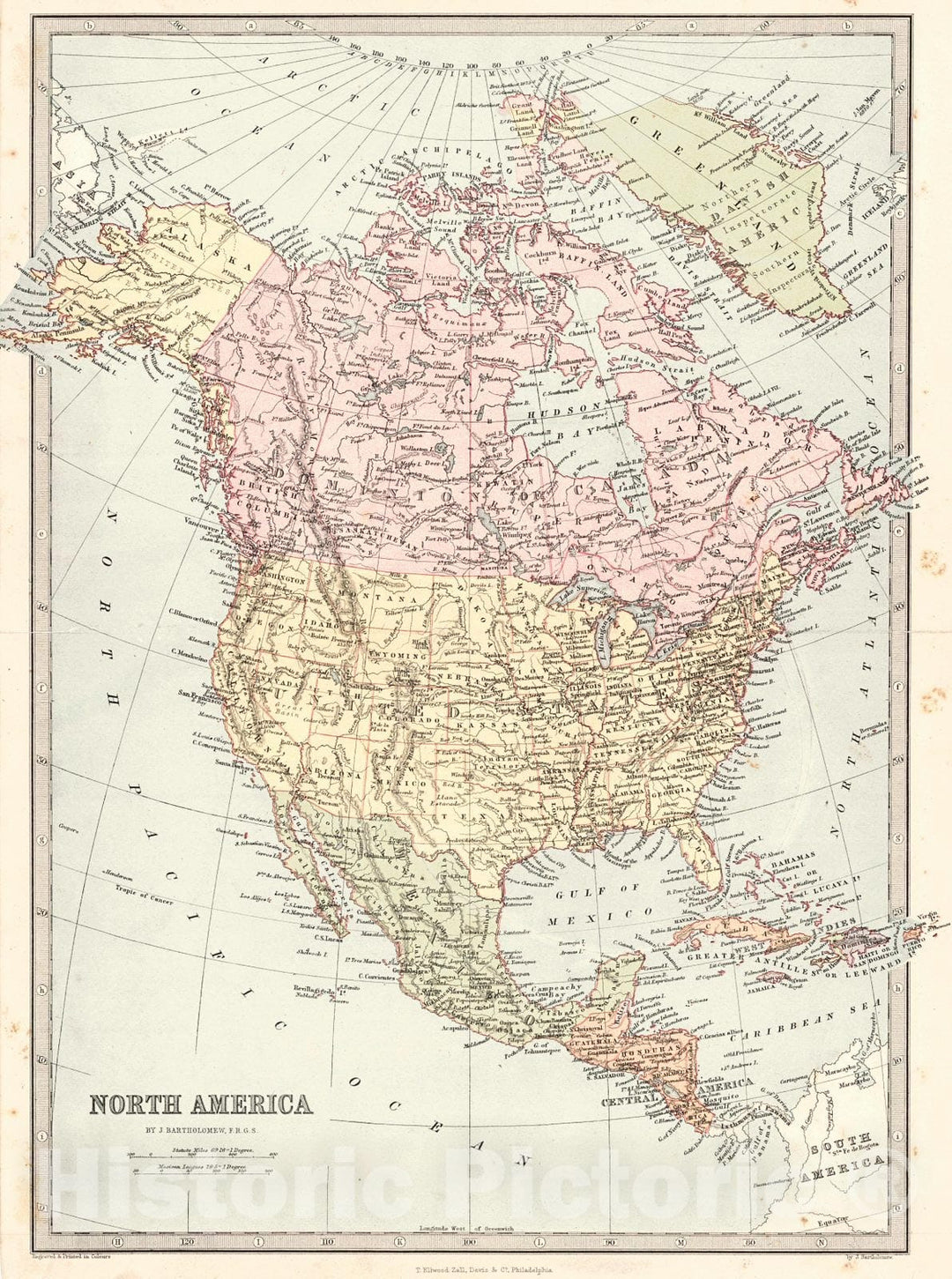 Historic Map : 1880 North America : Vintage Wall Art