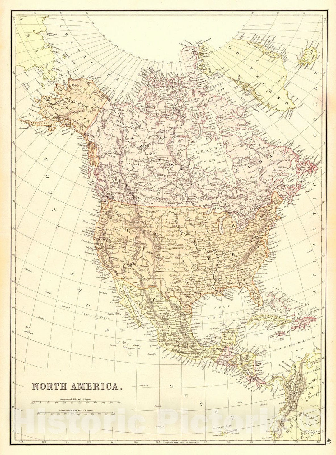 Historic Map : 1882 North America : Vintage Wall Art