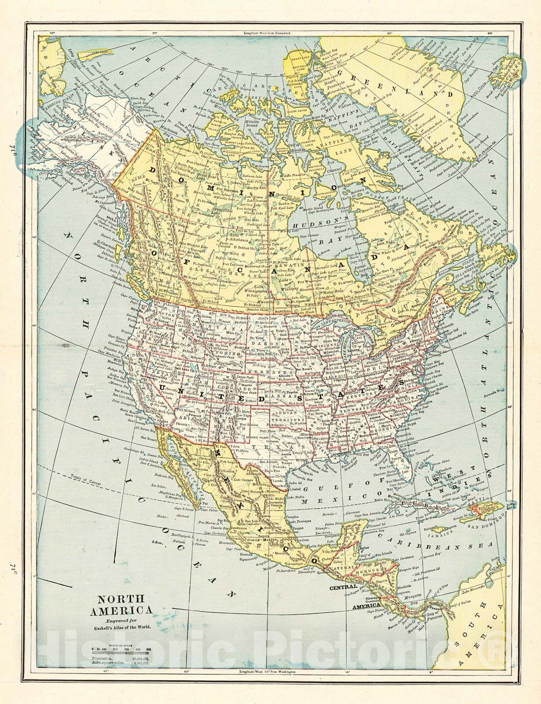 Historic Map : 1887 North America : Vintage Wall Art