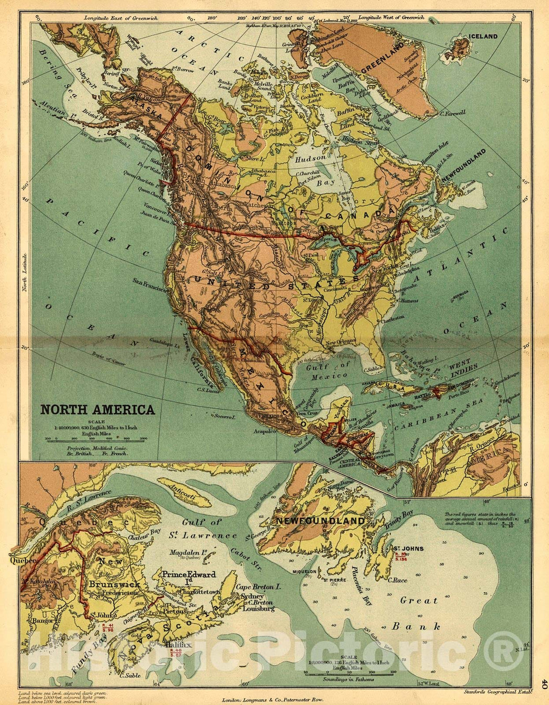 Historic Map : 1889 North America : Vintage Wall Art