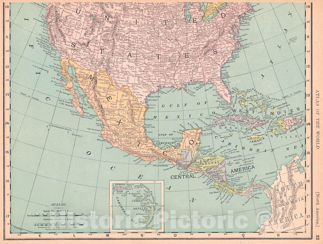 Historic Map : 1896 Geological Map of the United States and Canada : Vintage Wall Art