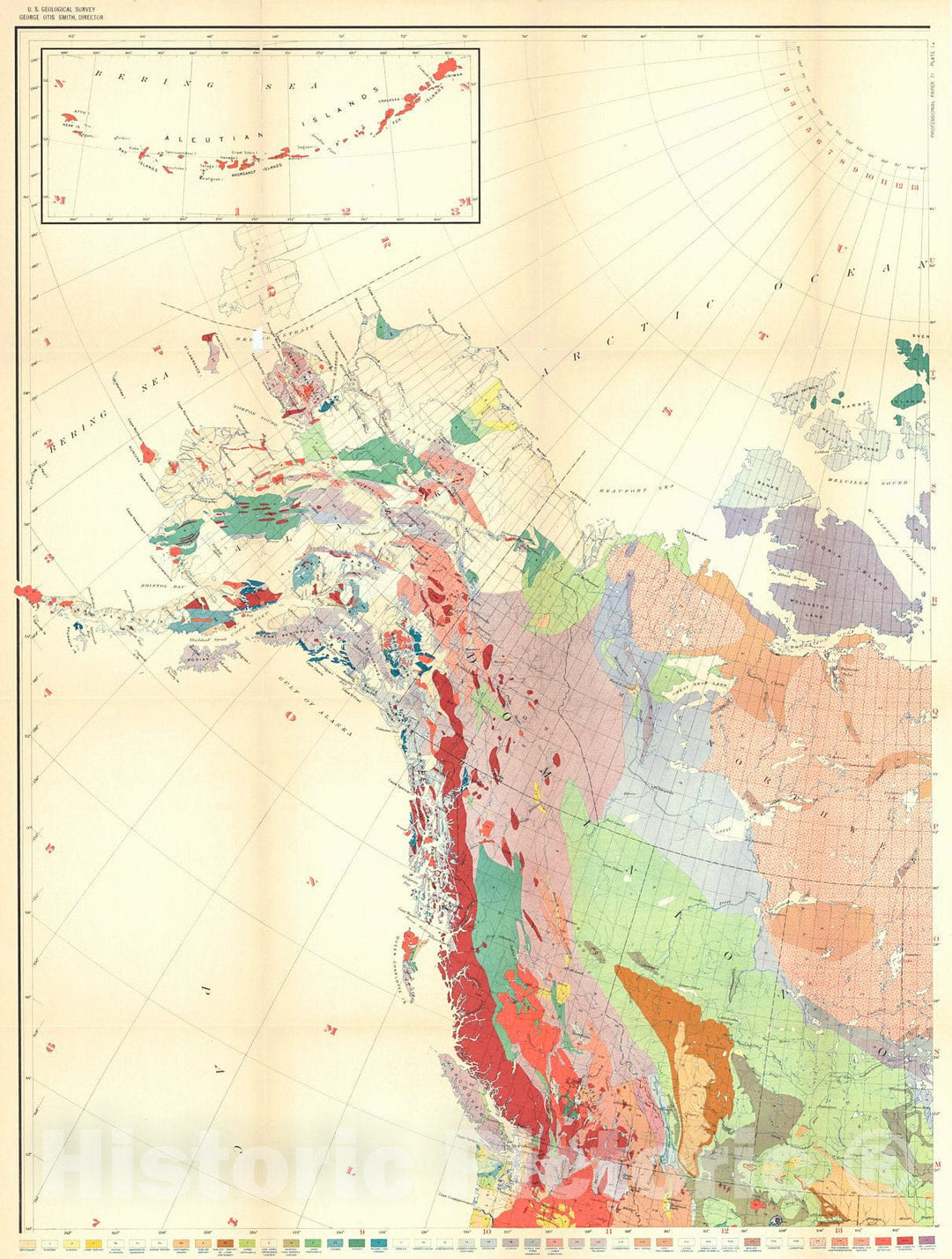 Historic Map : 1913 Geologic Map of North America (Southeast Sheet) : Vintage Wall Art