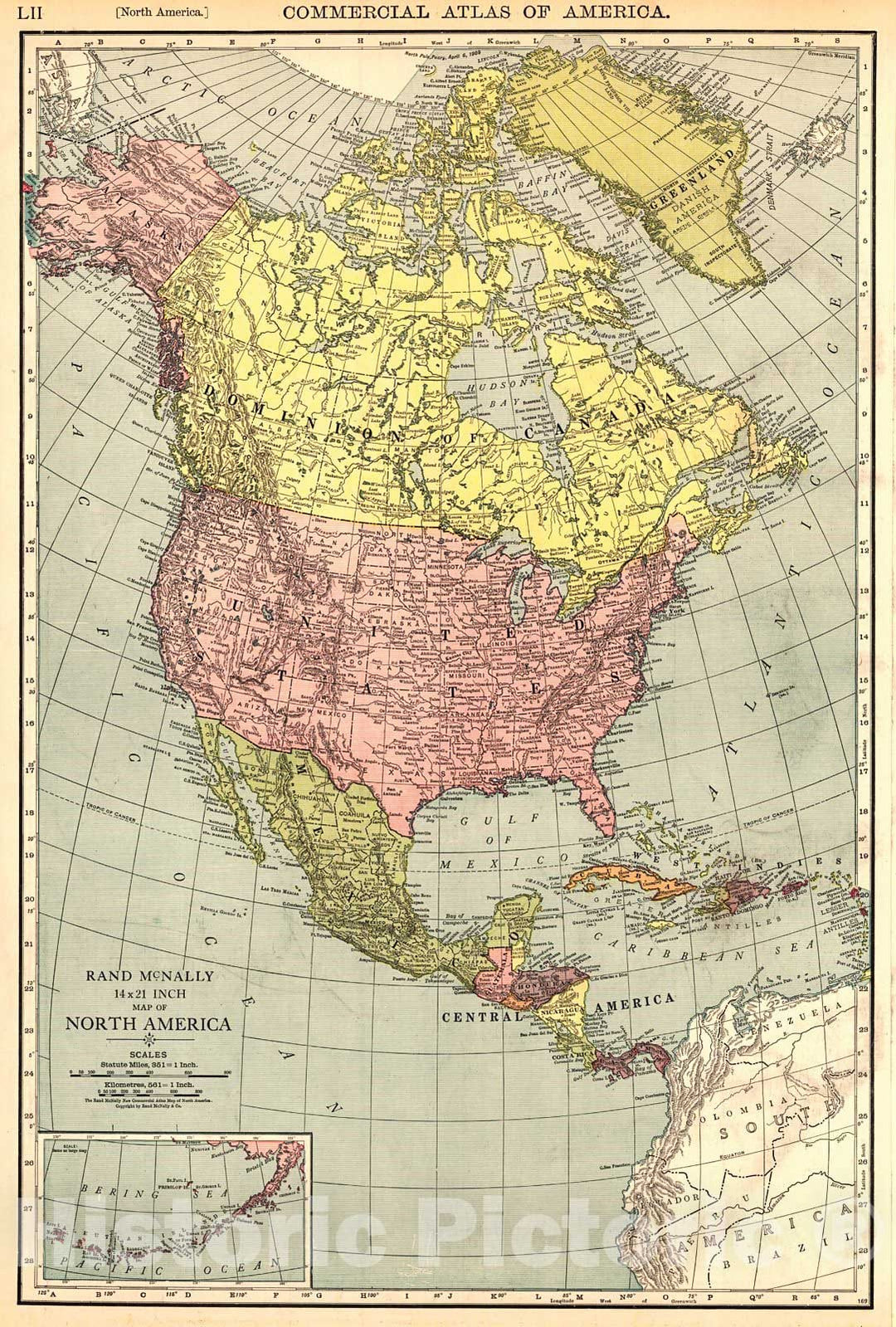 Historic Map : 1921 North America : Vintage Wall Art