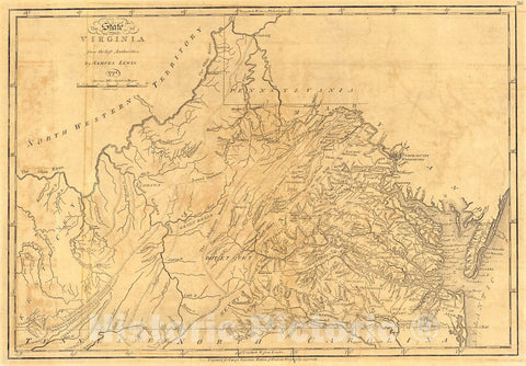 Historic Map : 1794 The State of Virginia : Vintage Wall Art