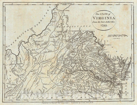 Historic Map : 1799 The State of Virginia from the Best Authorities 1799 : Vintage Wall Art