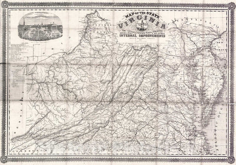 Historic Map : 1862 Map of the State of Virginia : Vintage Wall Art