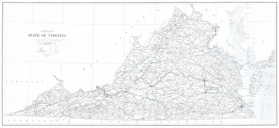 Historic Map : 1925 State of Virginia : Vintage Wall Art