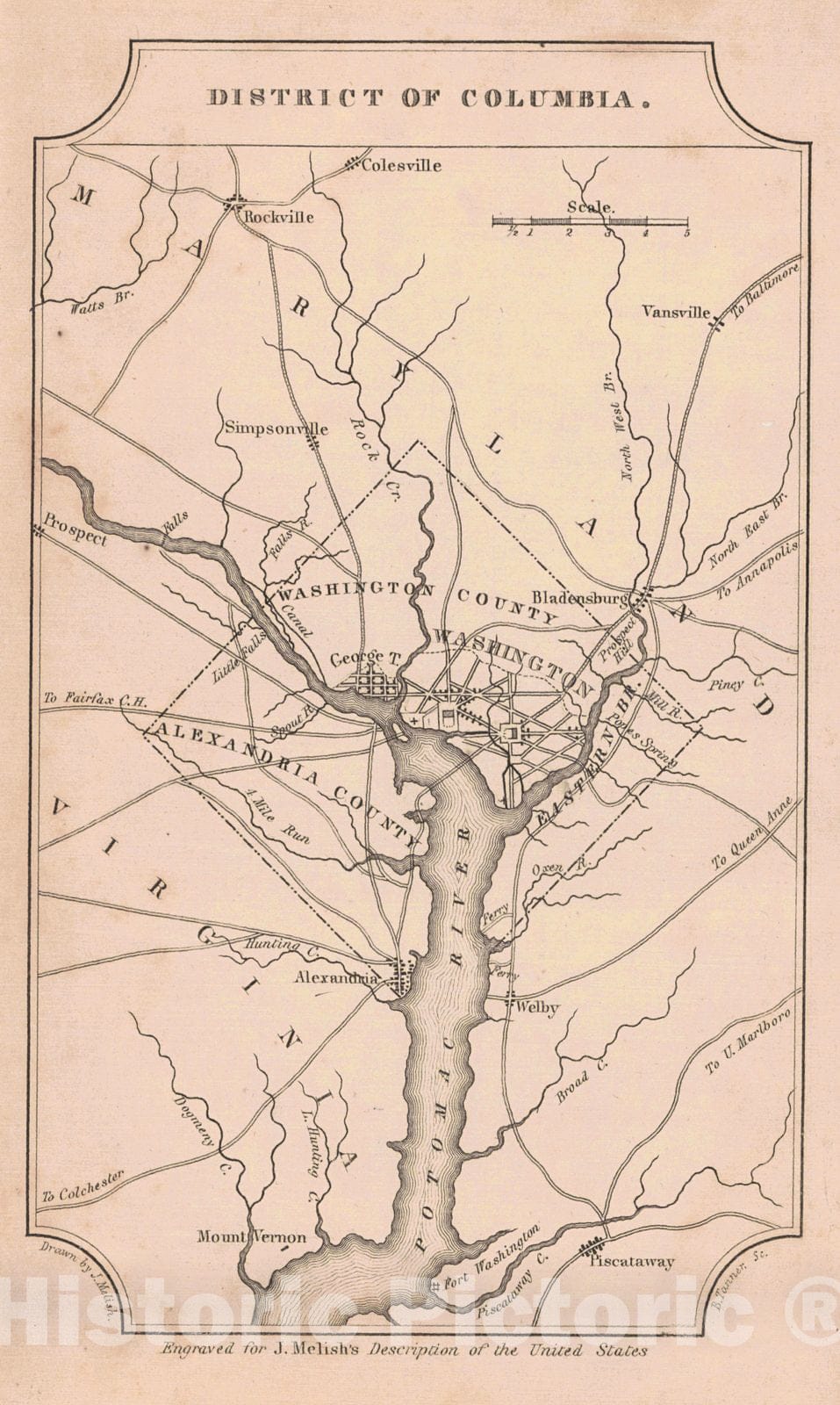 Historic Map : 1822 District of Columbia : Vintage Wall Art