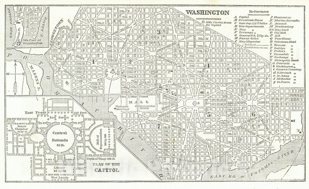 Historic Map : 1853 Washington D.C. : Vintage Wall Art