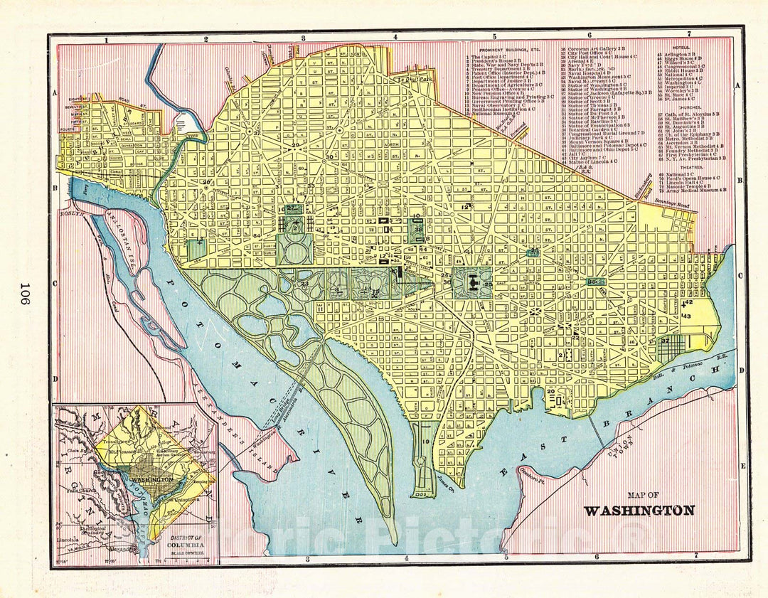 Historic Map : 1898 Washington D.C. : Vintage Wall Art