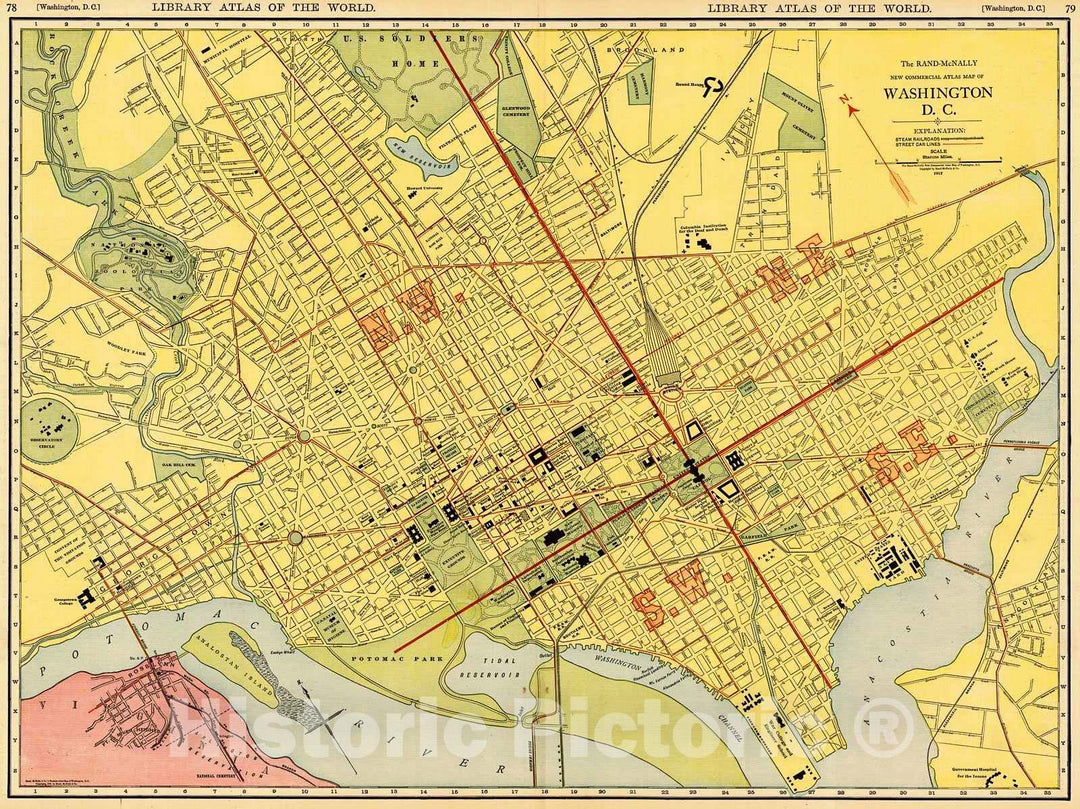 Historic Map : 1912 Washington D.C. : Vintage Wall Art