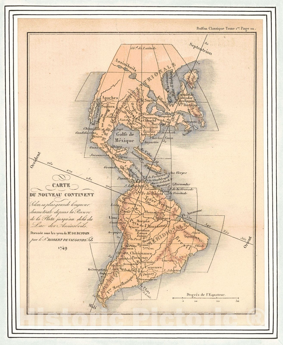 Historic Map : 1749 Carte du Nouveau Continent : Vintage Wall Art