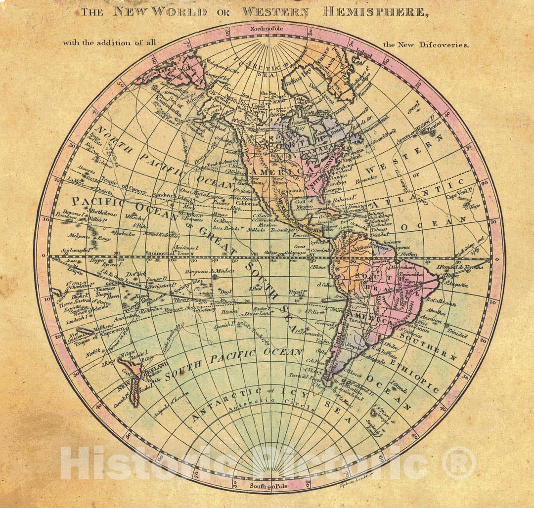 Historic Map : 1799 The New World or Western Hemisphere : Vintage Wall Art